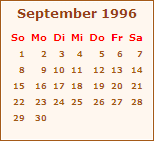 Kalender September 1996