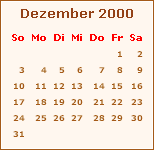 Kalender Dezember 2000