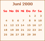 Kalender Juni 2000
