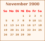 Kalender November 2000