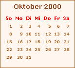 Kalender Oktober 2000