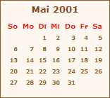 Kalender Mai 2001