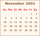Kalender November 2002
