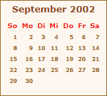 Kalender September 2002