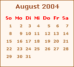 Kalender August 2004