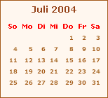 Kalender Juli 2004