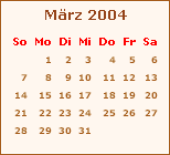 Kalender März 2004