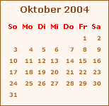 Kalender Oktober 2004