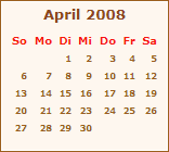 Kalender April 2009