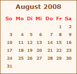 Kalender August 2009
