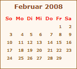 Kalender Februar 2009