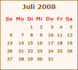 Kalender Juli 2009