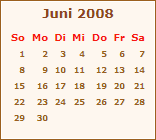 Kalender Juni 2009