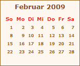 Kalender Februar 2009