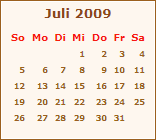 Kalender Juli 2009