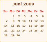 Kalender Juni 2009