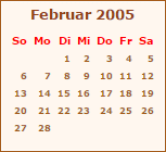 Kalender Februar 2005