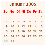 Kalender Januar 2005