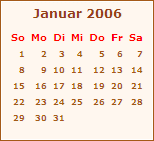 Kalender Januar 2006