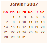 Kalender Januar 2007