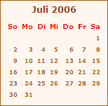 Kalender Juli 2006