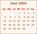 Kalender Juni 2005