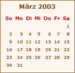 März 2003 Ereignisse