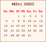 Kalender März 2005