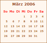 Kalender März 2006