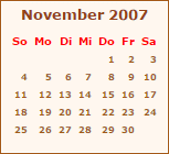 Kalender November 2007