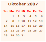 Kalender Oktober 2007