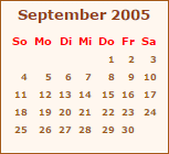 Kalender September 2005