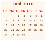 Kalender Juni 2010