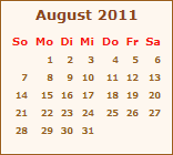 Kalender August 2011