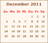 Kalender Dezember 2011