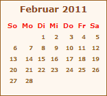 Kalender Februar 2011