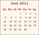 Kalender Juni 2011
