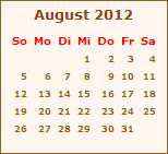Kalender August 2012