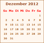 Kalender Dezember 2012