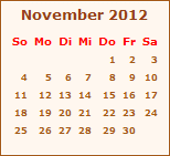 Kalender November 2012