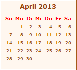 Kalender April 2013