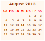 Kalender August 2013