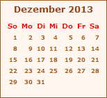Kalender Dezember 2013