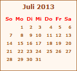 Kalender Juli 2013