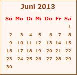 Kalender Juni 2013