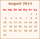 Kalender August 2014