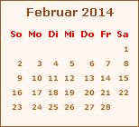 Kalender Februar 2014