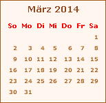 Kalender Mrz 2014