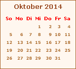 Kalender Oktober 2014