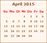 Kalender April 2015